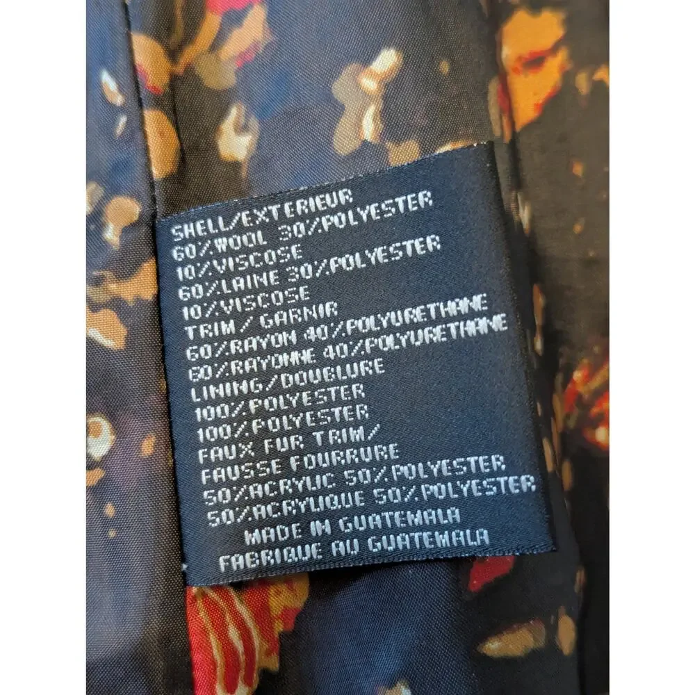 Via Spiga Wool Faux Fur Asymmetrical Full Zip Black Long Coat Jacket Sz 2 - Picture 7 of 11